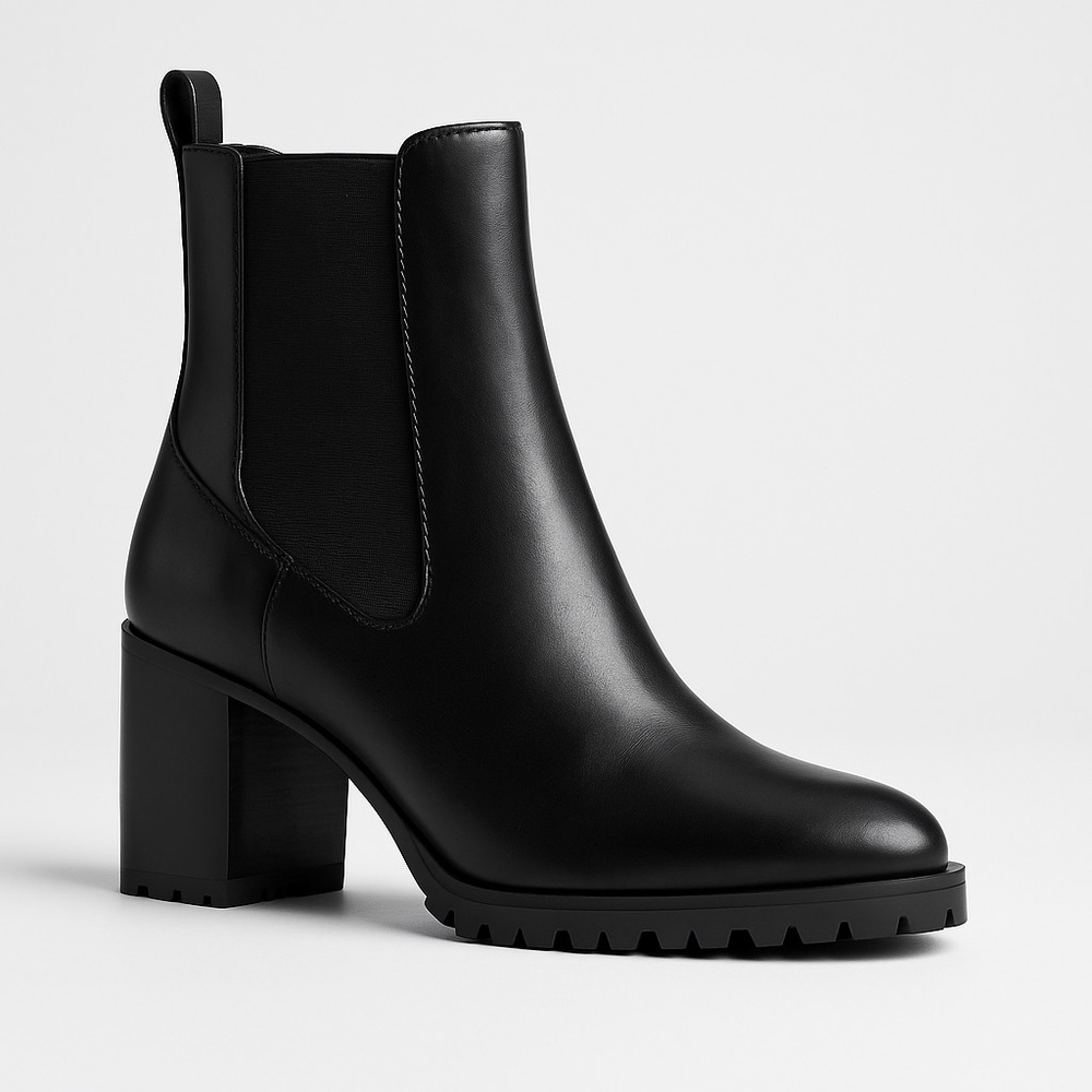 Express Black Leather Chelsea Block Heel Boots – Size 10